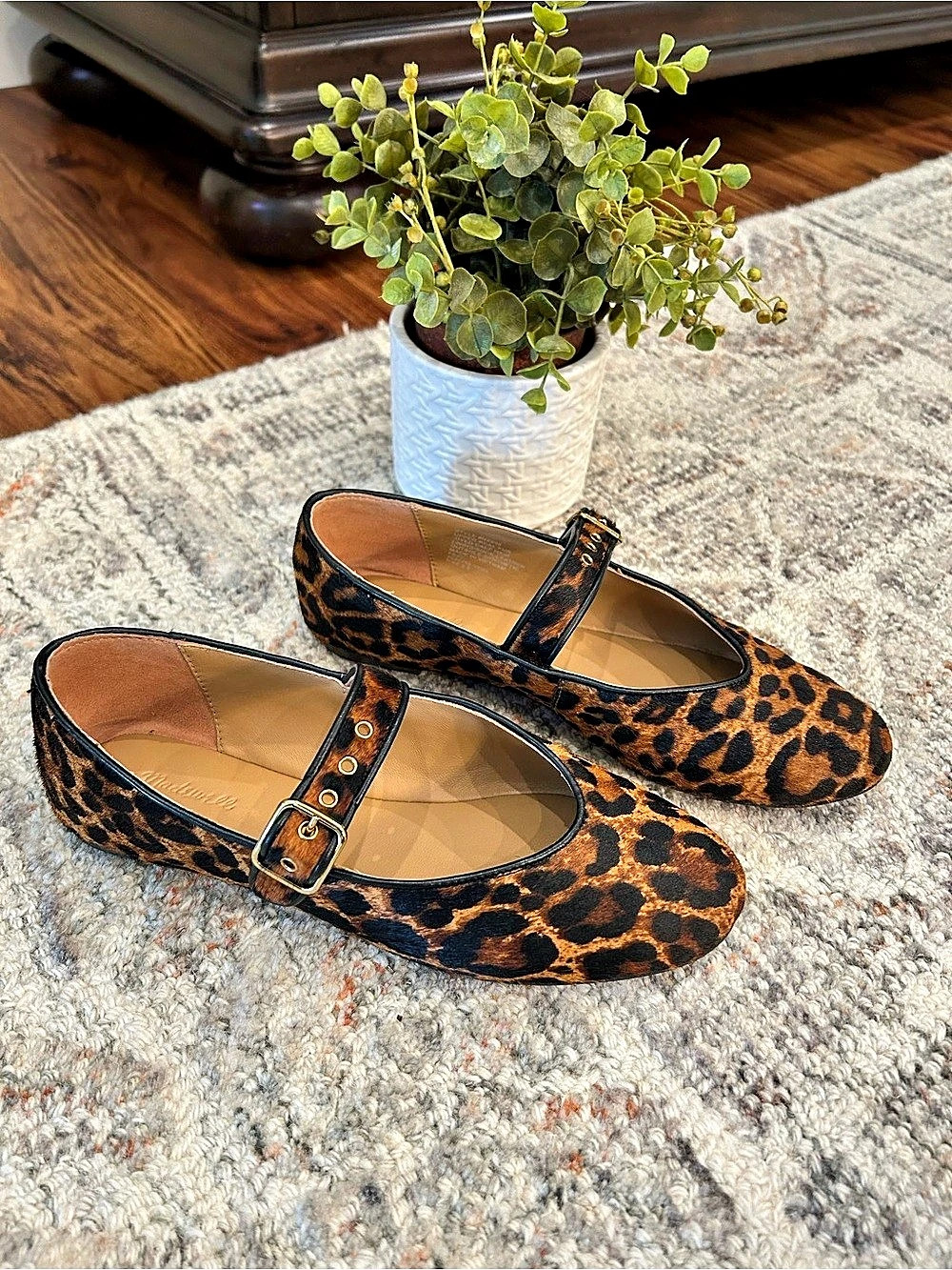 Madewell The Remy Mary Jane Flat Leopard in Haircalf Flats US 6.5
